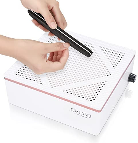 Saviland Nail Dust Collector Machine with Reusable Filter, Powerful 60W Nail Vacuum Cleaner Fan Electric Dust Collector Manicure Tool for Acrylic Nails Builder Extension Nails, Low Noise