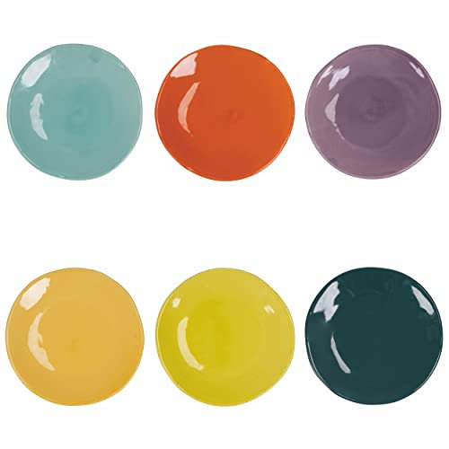 Villa d'Este Home Tivoli Set 6 Piatti frutta Color Shock in ceramica, design con bordi irregolari Ø 22,5 cm