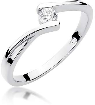 Verlobungsring aus Gold für Frauen mit 0,10 Karat Diamanten Weißgold 14 Karat Gold (585) | Goldring mit Box | Goldring für Frauen (Weißgold, 46 (14.5))