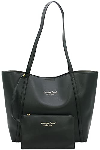 JENNIFER JONES - 2-teiliges Set Shopper mit Kosmetiktasche - Große & Modische Schultertasche - 17 Liter Volumen (Schwarz)