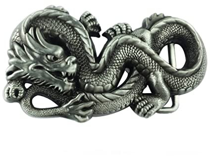 DT Boucle de ceinture unisexe 3D en forme de tête de dragon chinois - Thème mythique authentique - Cadeau d'anniversaire, de Noël, de fête des pères, 5