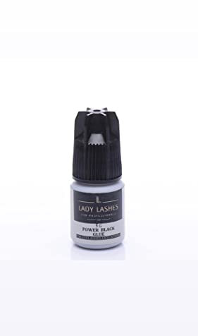 Eyelash extension glue - POWER BLACK GLUE Lady Lashes - Individual lash glue 5g - Strong eyelash glue quick drying 0.5 seconds - Eyelash adhesive