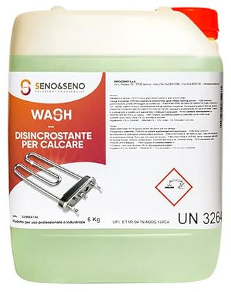 SENO & SENO Disincrostante Anticalcare Professionale | Tanica da 6kg per Cucine Industriali | Detergente Decarbonizzante e Alcalino per Rimozione Calcare e Residui Bruciati | Uso Intensivo