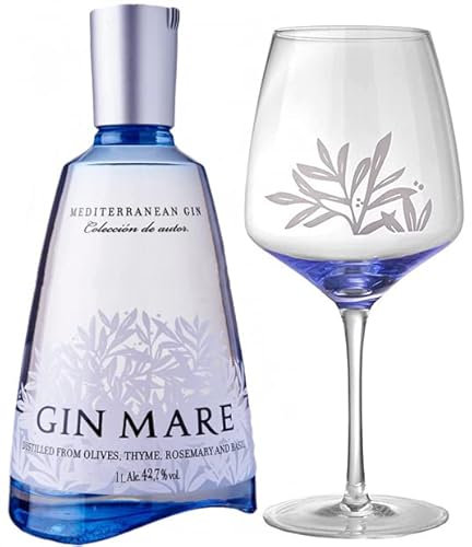 Gin Mare - Premium Mediterranean Gin 100cl + 1 BICCHIERE CALICE VETRO ORIGINALE