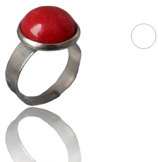 Jade Ring Rot, Ring roter Stein, Rot Silber Farbe, rund Ring, Statement Ring verstellbar mit Edelstein, Edelstahl, Schmuck, Geburtstag Geschenk für Sie