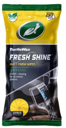 Turtle Wax Citrus Matt Wipes Spring Fresh for Car Interior Plastics - Multi-Purpose Car Interior Wipes Can Be Used On Hard Surfaces, Dashboards, Door Linings, Door Sills & Driving Seats