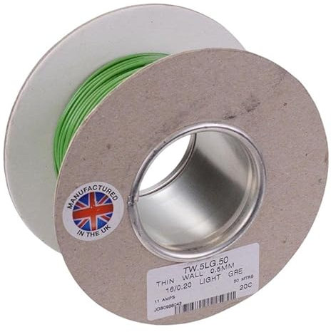 Light Green 0.5mm² Thin Wall Cable 16/0.2mm 50M 11A DIY Hobby Electrical Wire