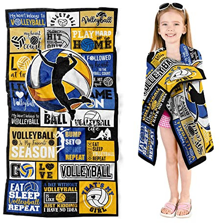 AKENHZY Volleyball-Handtuch für Mädchen, 76,2 x 152,4 cm, Mikrofaser, Volleyball, Strandtuch für Frauen, Bad, Pool, Dusche, Camping, Reisehandtuch