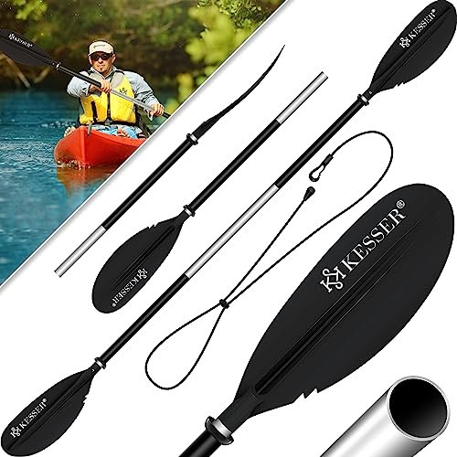 KESSER® Paddle Doppelpaddel - 4-teilig für Kanu Kayak SUP Stand-Up Paddling Board Stechpaddel, 228cm Aluminum Perfekt für Schlauchboot, Stand Up Paddel Inkl. Sicherheitsschnur, Hülle, Surfboard Boot