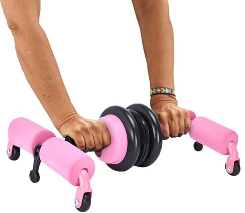 POWRX Multifunktionaler Rosa Wheel Sit Up Trainer Für Effektives Bauchmuskeltraining - Ergonomisches Design Mit Stabiler - Bauchtrainer Für Zuhause - Dreieckiger Struktur Und Hochwertigen Materialien