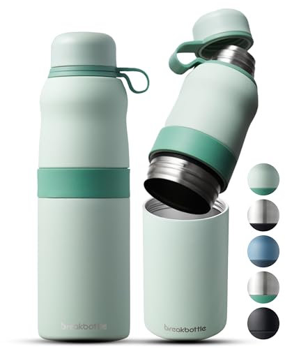 Breakbottle Insulated Water Bottle Stainless Steel 550ml with Twist Open Easy-Clean Design, Leak-Proof Lid - Eco-Friendly, Odour-Free Hot and Cold Metal Water Bottle for Gym, Travel, Sports Seamint