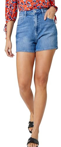 Roman Denim Shorts with Pockets for Women UK Ladies Mom Jeans Boyfriend Boy High Waisted Turned Frayed Hem Stretchy Cotton Casual Slim Skinny Pants Mother Holiday - Washed Blue - Size 20