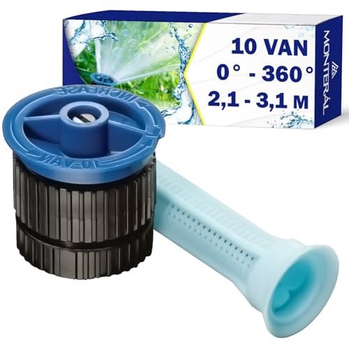 Difusor Tobera 10 VAN para Aspersores de Riego Cesped con Sector de Riego Ajustable de 0° a 360° y un Alcance de Hasta 2,1-3,1 m Garantía de 10 Años - MONTERAL