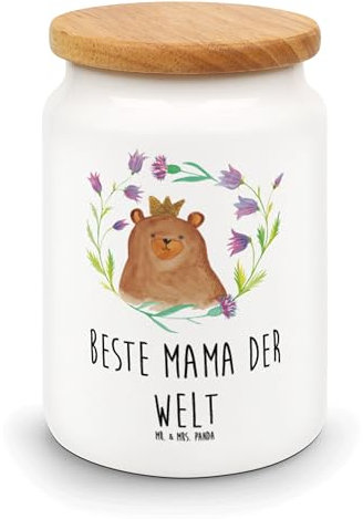 Mr. & Mrs. Panda Vorratsdose Bär Königin - Geschenk, Vorratsdosen Keramik, Mama, Vorratsbehälter Küche, Teddy, Aufbewahrungsbehälter, Teddybär,