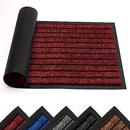 Yorkshire Bedding Door Mat Non Slip –Burgundy Rubber mat 50x80cm Machine Washable Door Matts indoor Dirt Trapper Super Absorbent Door Mats Outdoor