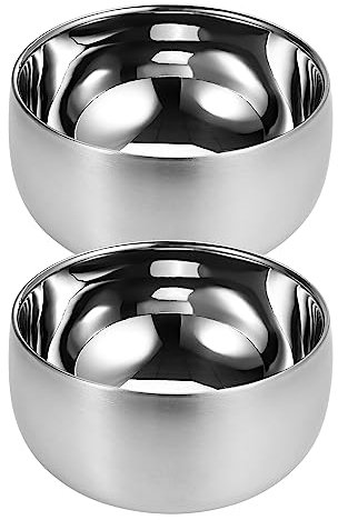 luvtree Lot de 2 bols ronds à double paroi en acier inoxydable 316 – diamètre 12 cm, hauteur 7 cm – léger, résistant et compatible lave-vaisselle.