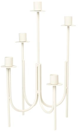 Broste Copenhagen Farri Leuchter Black aus pulverbeschichtetem Eisen in der Farbe hellgrau, für 5 Kerzen, Höhe: 36cm, Breite und Tiefe: 13cm