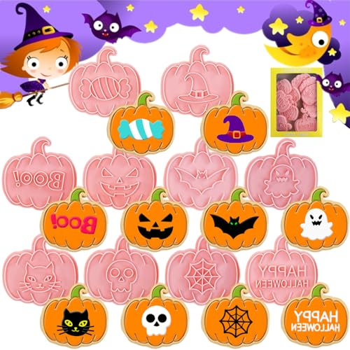 Saijer Halloween Ausstechformen, 10Pcs Kürbis Ausstecher Halloween Keksausstecher Halloween Ausstecher Ausstechform Halloween Kürbis Ausstechform Plätzchen Ausstecher Plätzchenausstecher Plätzchenform