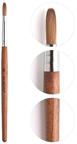 KADS Pure Kolinsky Hair Bristles Acrylic Nail Brush Oval Crimped Shaped RedWood Handle Professional Salon Quality (6#)