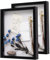 Muzilife Shadow Box Bilderrahmen mit Leinenbrett, tiefes Holz, Glas, Vitrine, fertig zum Aufhängen, Erinnerungsbox, Baby-Sport-Erinnerungsstücke, Nadeln, Auszeichnungen, Medaillen, Hochzeiten, Tickets