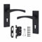 Golden Grace Victorian Scroll Astrid Door Handles Lever Lock in Matt Black with 64mm 3 Lever Lock, 1 Set - 150mm x 40mm Backplate