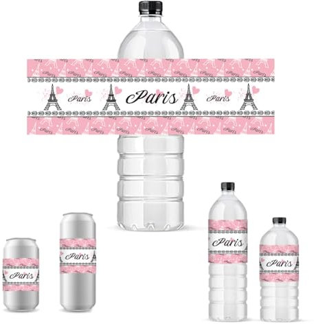 PH Pandahall 30pz Etichette per Bottiglie D'Acqua, Adesivi per Bottiglie Della Torre di Parigi Involucri Decorativi per Bottiglie Rosa Involucri Impermeabili per Bottiglie per Bomboniere per Feste