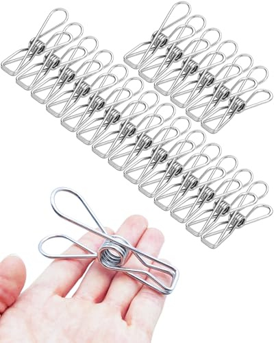 20 mollette in metallo resistenti, 8 cm, multiuso, da viaggio all'aperto, mollette per bucato, grandi clip per bucato in acciaio inox, per appendere vestiti e pacchetti di cibo