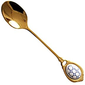 GLigeT Tablespoons Vintage gold-plated stainless steel coffee spoon stirring spoon dessert spoon afternoon tea small spoon Serving Spoon (Size : 4pack)