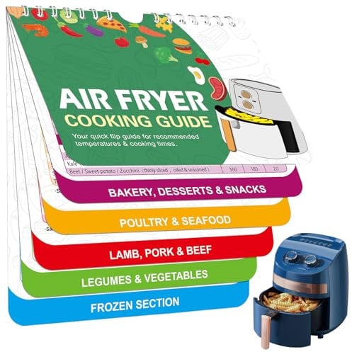 wimony Air Fryer Magnetic Cheat Sheet Recipe Cook Guide Book Celsius Centigrade Fahrenheit Cook Times Chart Cooking Measurements for Food Air Fryer Accessories Recipes Reference Guide