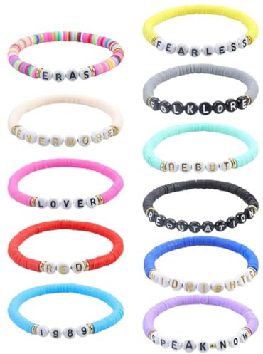 YHIJSR 11 Stück Taylor-Armbänder, Böhmen Stretch Armbänder, Handgefertigte Armbänder, Taylor Album inspiriertes Armband, Bunte Freundschaftsarmbänder Armband Handmade für Taylover