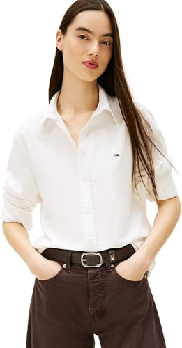 Tommy Jeans Damen TJW REG Oxford Shirt DW0DW19890 L/S Shirt, Weiß (Ecru), XS, Weiß (Ecru), XS