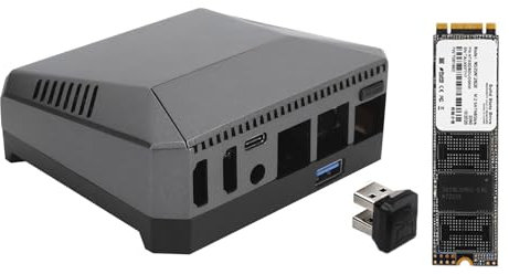 HOOLRZI Metal Case- Box For 4B Argon M.2 Expansion Board With M2 SSD 128G Adapter Base GPIO-Fan PCB- HAT Cover Enclosure For 4B Argon Aluminum Case With SSD Sata M2 Expansion Slot GPIO Cover Inside