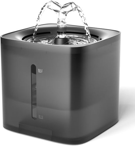 VOSFEEL Katzenbrunnen 2L Trinkbrunnen für Katze Fließender Wasserkreislauf Katzen Trinkbrunnen Leise Pumpe Transparentes Außendesign Vierfaches Filter für Katzen und Hunde