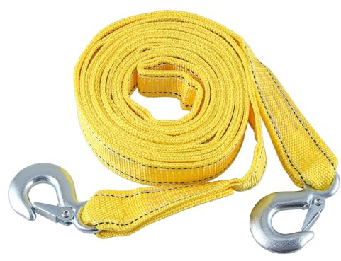 GIVIHGETI Tow Rope, 4 m 5 Ton Tow Strap, Pull Rope Strap Cable, Double Thickened Pull Rope with 2 Safety Eagle Hooks, Road Rescue, Tow Rope, Emergency Pull Rope for Car Emergency Supply