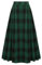 Damen Mittelalter Rock Plaid Elastische Taille A-Linie Festlich Langer Rock Schwarz Grün L