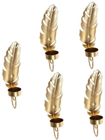 PRETYZOOM 5St Kunstkerzenhalter aus Eisen Wandkerzenhalter in Form eines Blattes Gläser Gold kerzenständer wanddeko Schlafzimmer Wandleuchte wandlampe Kerzenhalter aus Metall Heimdekoration