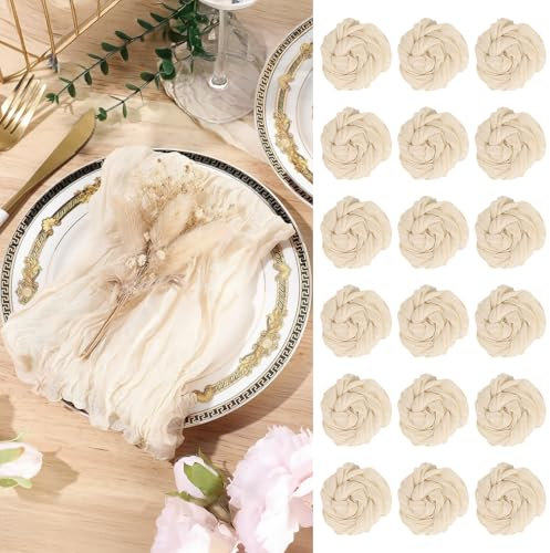 LALAGO 50 STK. Gaze Käsetuch Servietten 50cm, Mullservietten Waschmaschinenfest, Dekorative Stoffservietten Wiederverwendbares Beige für Partys, Hochzeiten, Empfänge, Brautpartys, Tischdekorationen