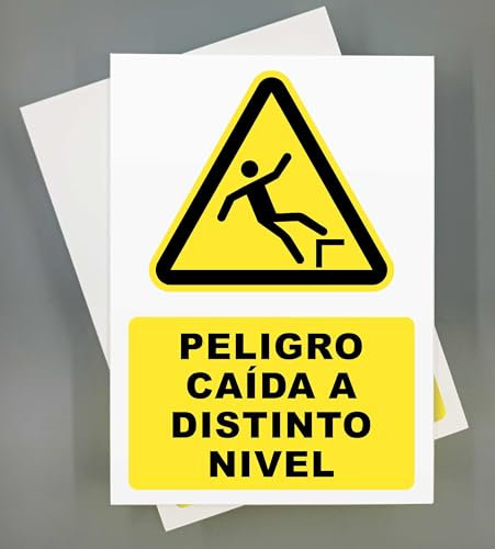 Cartel Caida a Distinto Nivel Pack 2ud 18x25 cm PVC 2mm Señal de Seguridad Industrial y Uso de EPIS (Distinto nivel)
