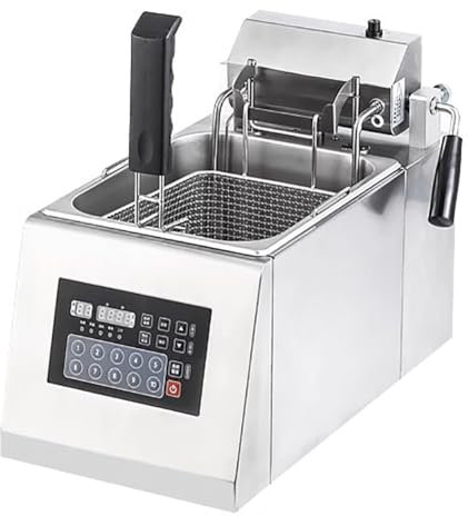 TT-YEC Friggitrice Elettrica Domestica Da 6/8 Litri, Friggitrice A Sollevamento Automatico, Friggitrice in Acciaio Inox Addensato Con Cestello Estraibile E Limitatore Di Temperatura,B8l