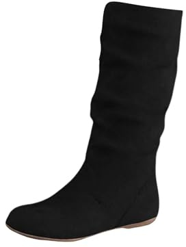 Bottes d'hiver imperméables doublées avec talon, bottines plates en daim pour femmes - Generisch - Femme - Bottes d'hiver - Noir - Taille 38 EU