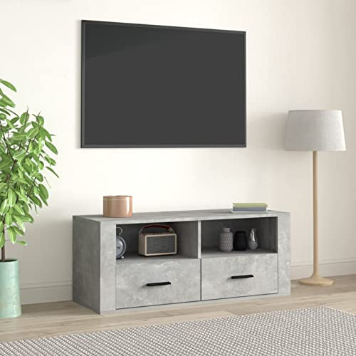 ShGaxin Meuble TV, meuble TV salon, meuble TV, modules de salon, meuble bas TV, contreplaqué gris béton 100 x 35 x 40 cm