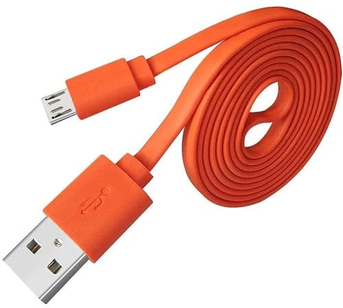 Aiivioll Lot de 2 câbles plats de rechange micro USB de 1 m - Compatible avec JBL Flip 2/3/4, Charge 2/3, Pulse2, pour haut-parleur Logitech UE Boom 22AWG téléphones Android (orange)