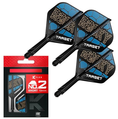 Target Darts Josh Rock K Flex Flights und Schaft System, No.2 | 3er-Pack Kflex All In One Flights, Player Edition Darts Zubehör | K-Flex Dartschaft Short (19 mm)