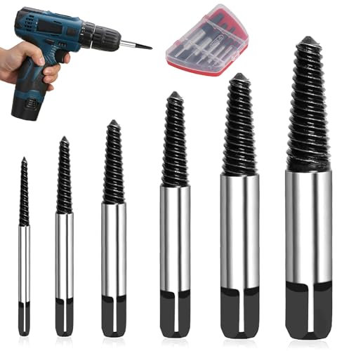 6 pezzi estrattore viti spanate 3-25 mm, estrattori per viti estrattore viti danneggiate, screw extractor set, Acciaio al Carbonio estrattore viti rotte Rotazione per Viti e Tubi Danneggiati