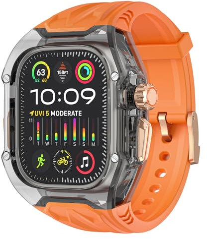 Delidigi for Apple Watch Ultra 3/2/1 Straps with Clear Case 49mm, Men Rugged Case Protective Bumper Cover with TPU Band for iWatch Ultra/Ultra 2/Ultra 3(NO SCREEN PROTECTOR INCLUDED!)