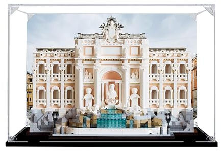 Vitrina acrílica para fuente Lego 21062 Trevi, modelo Roma, caja expositora de 3 mm a prueba de polvo, vitrina compatible con Lego 21062 (modelo no incluido) (fondo de construcción B)