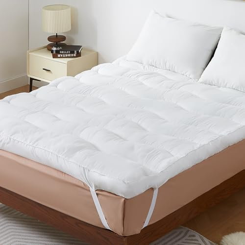 CASABEL Surmatelas Nuage 160 x 200 cm Extra Épais en Microfibre - Confort Optimal - Moelleux, Anti-acarien, Respirant- pour Matelas 2 Places Adulte et Enfant, Clic Clac, BZ