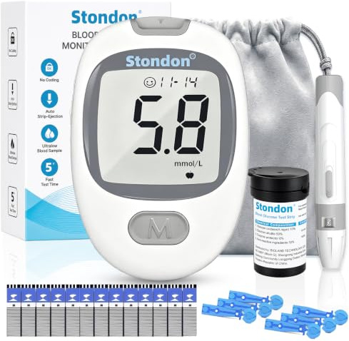 Stondon G-430 Blood Glucose Monitor Kit, 50 Strips & Lancets for Diabetes
