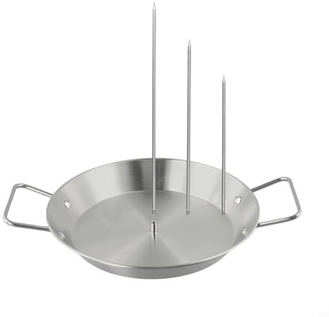 CWOQOCW Lot de brochettes verticales pour barbecue en acier inoxydable avec plaque de base, 3 pointes multi-longueurs pour rôtisserie, grill shawarma pastor tacos facile à nettoyer Argenté pour la