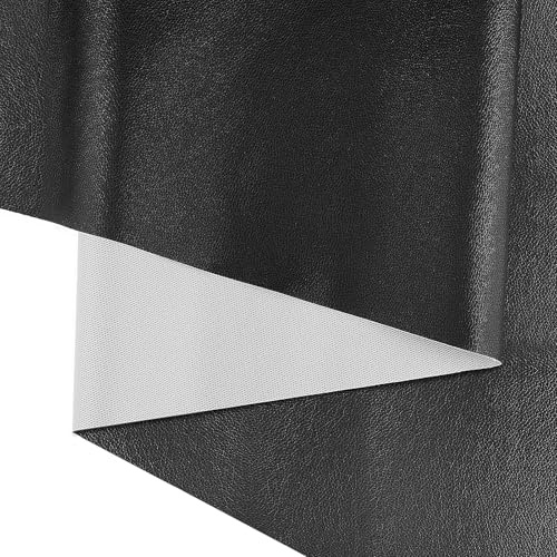 KELUBATU Kunstleder Meterware Gekörnt PU Lederimitat Schwarz 50x140cm | wasser- & schmutzabweisend, weich und flexibel, geeignet für Babyzimmer-Deko, Taschen und helle DIY-Objekte